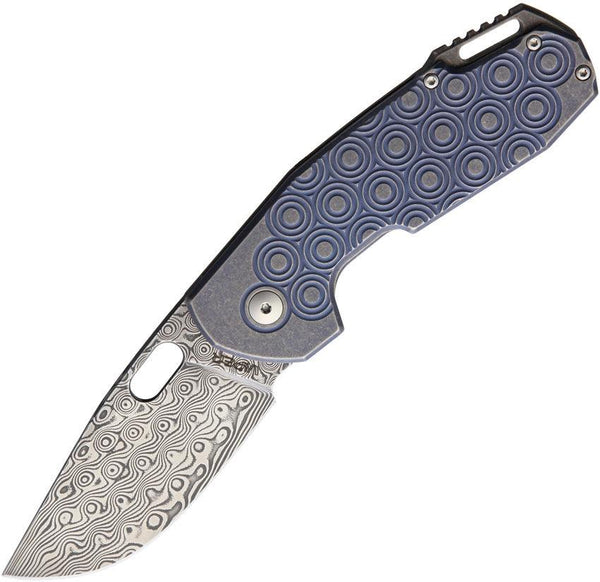 Viper Odino Framelock Blue Stonewash Titanium Damascus Steel - Knives.mx