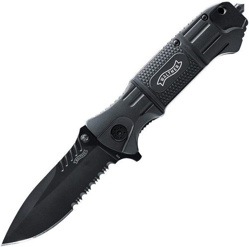 Walther Black Tac Linerlock 440C Serrated