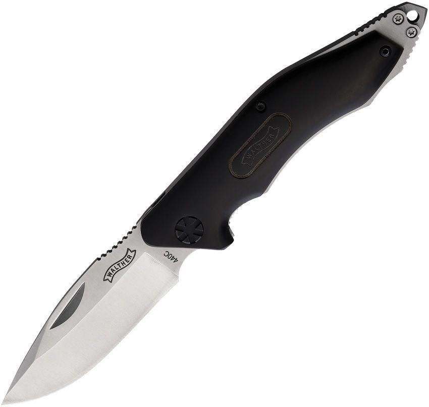 Walther BNK5 Linerlock Black Wood Handle Satin 440C - Knives.mx