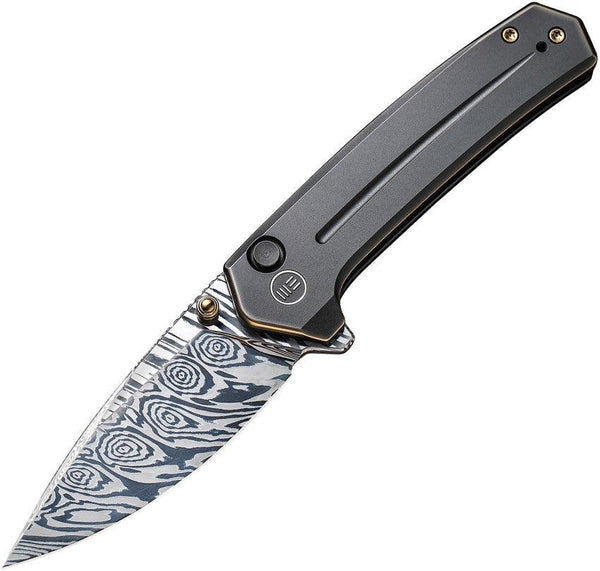 We Knife Culex Button Lock Black Titanium Heimskringla Damasteel - Knives.mx