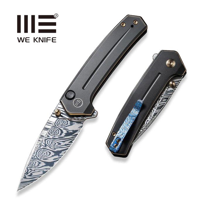 We Knife Culex Button Lock Black Titanium Heimskringla Damasteel - Knives.mx