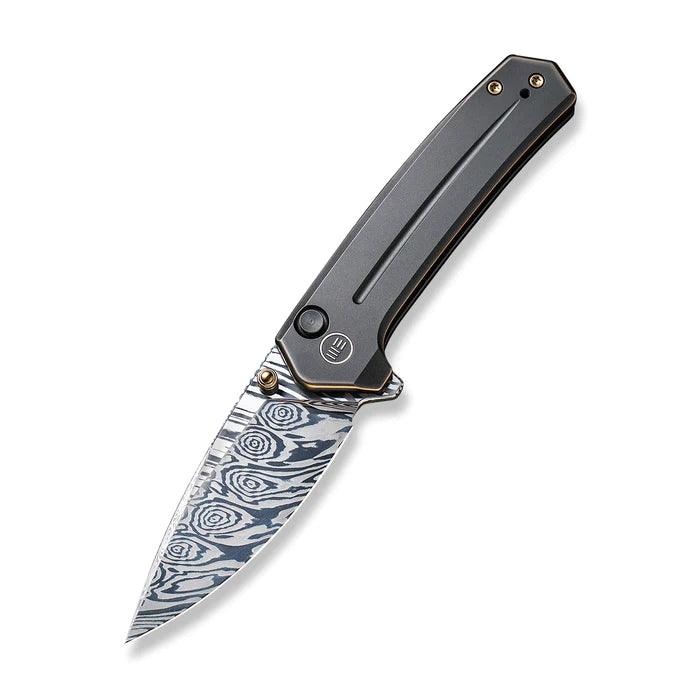 We Knife Culex Button Lock Black Titanium Heimskringla Damasteel - Knives.mx