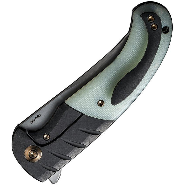 We Knife Curvaceous Framelock Titanium Handle With Jade G10 Inlay Bead Blasted CPM-20CV - Knives.mx