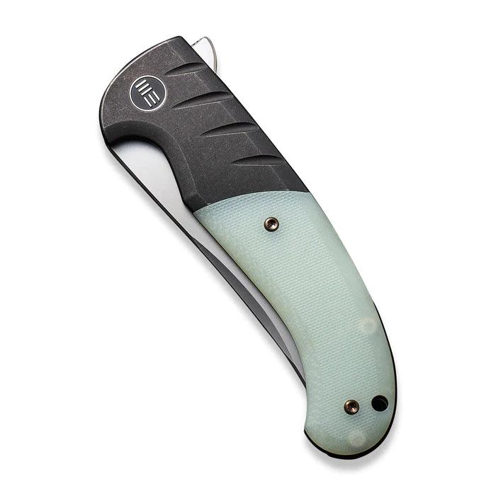 We Knife Curvaceous Framelock Titanium Handle With Jade G10 Inlay Bead Blasted CPM-20CV - Knives.mx