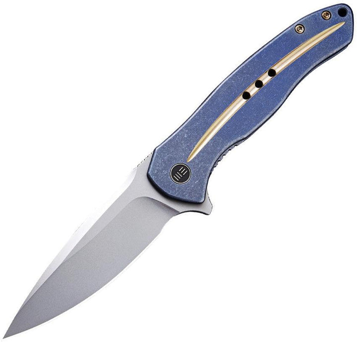 We Knife Kitefin Framelock Blue SW Titanium Bead Blast CPM S35VN - Knives.mx