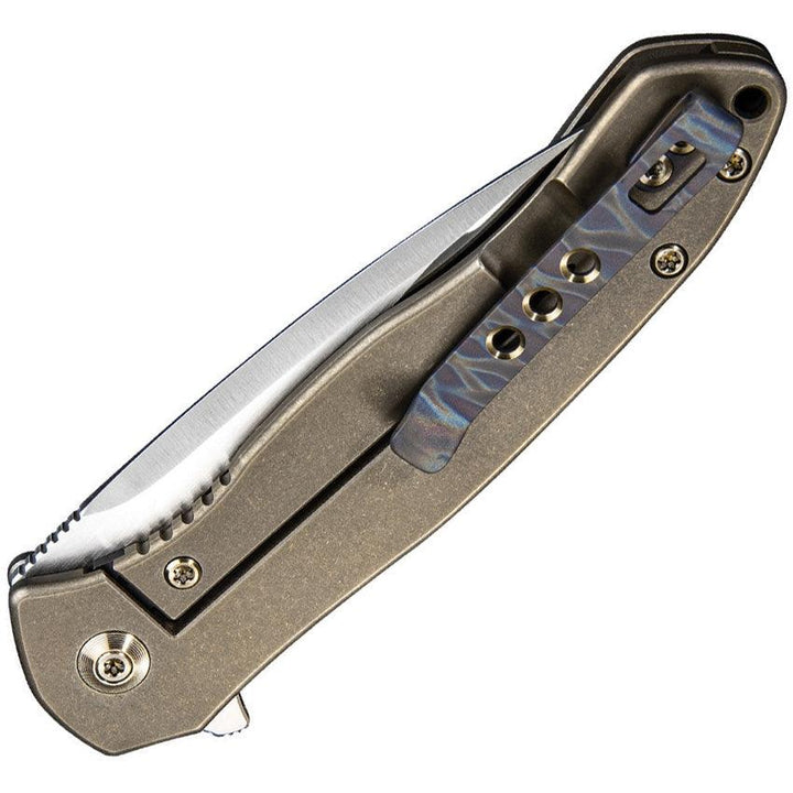 We Knife Kitefin Framelock Gold Titanium Satin CPM S35VN - Knives.mx