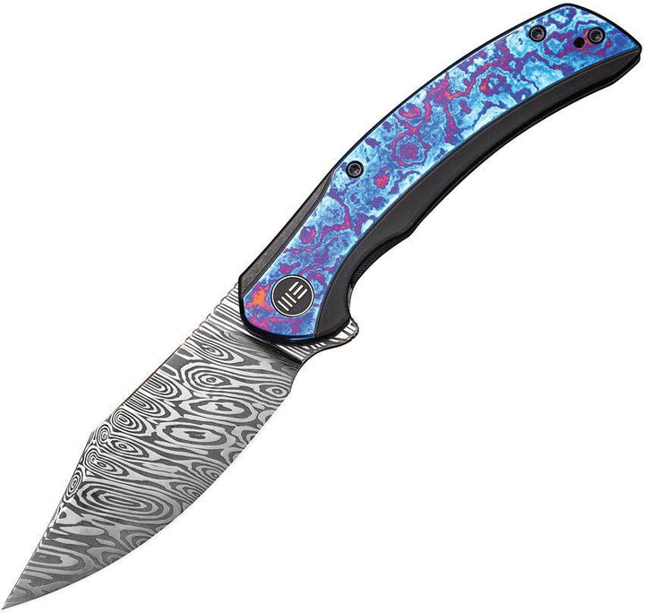 We Knife Snick Framelock Black 6AL4V Titanium w Timascus Inlay Inlay Damasteel (Heimskringla) - Knives.mx