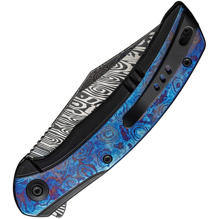 We Knife Snick Framelock Black 6AL4V Titanium w Timascus Inlay Inlay Damasteel (Heimskringla) - Knives.mx