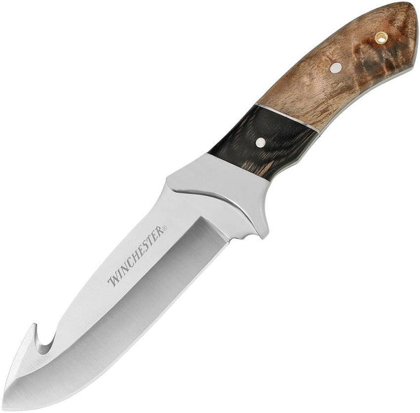 Winchester Gerber Burl Wood Satin Guthook Stainless Blade - Knives.mx