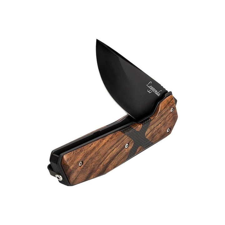 Wooox Leggenda Linerlock Walnut w CF inlay D2 - Knives.mx