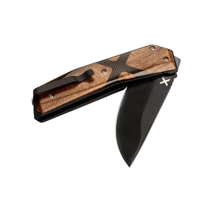 Wooox Leggenda Linerlock Walnut w CF inlay D2 - Knives.mx