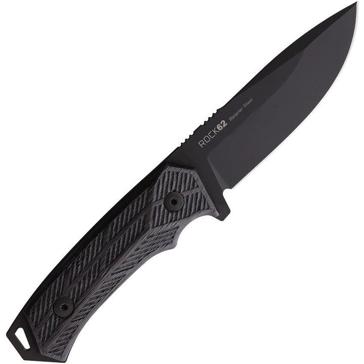 WOOX Rock 62 Phantom Fixed Blade Black Checkered Micarta Coated Sleipner - Knives.mx