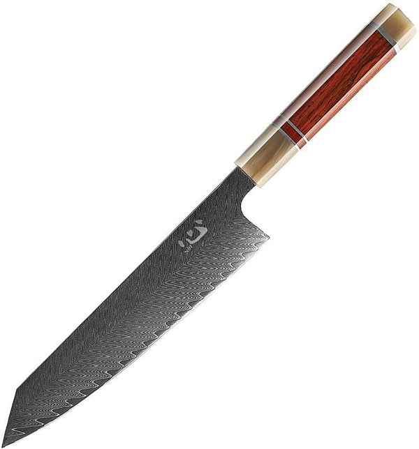 Xin Cutlery Handmade Japanese Style Chef's White Buffalo Horn, Rosewood and Nickel Silver VG-10 core Damascus - Knives.mx