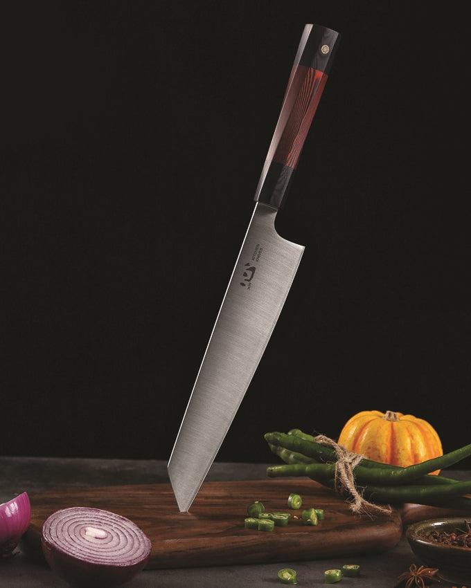 Xin Cutlery Japanese Style Chef's Knife Black and Red G10 Satin Finish Blade - Knives.mx