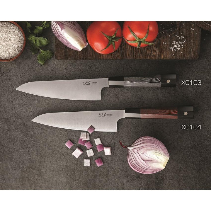 Xin Cutlery Japanese Style Chef's Knife Black and Red G10 Satin Finish Blade - Knives.mx