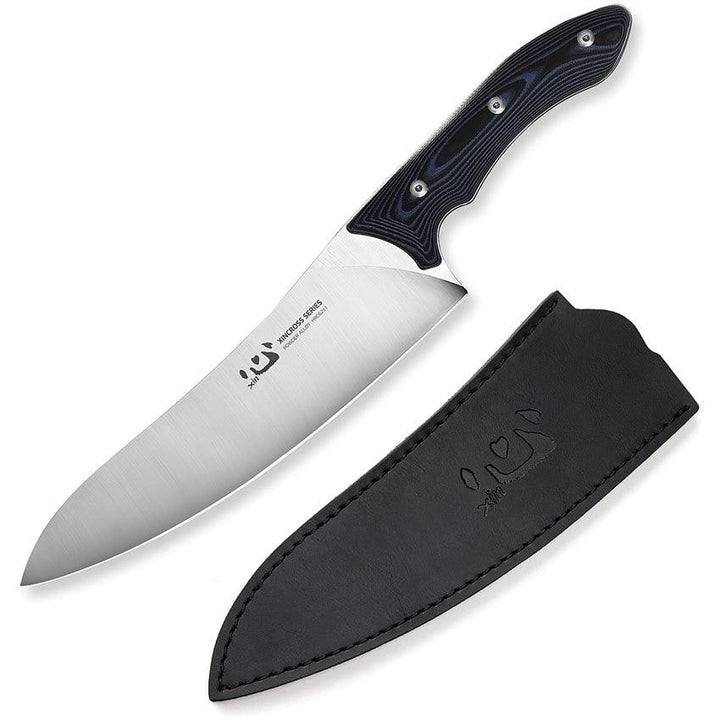 Xin Cutlery XinCross Tactical Chef KnifBlack and blue G10 Satin Finish - Knives.mx