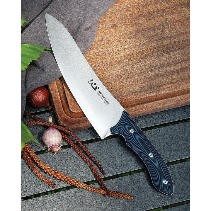 Xin Cutlery XinCross Tactical Chef Knife Black and Blue G10 Stonewash Finish - Knives.mx