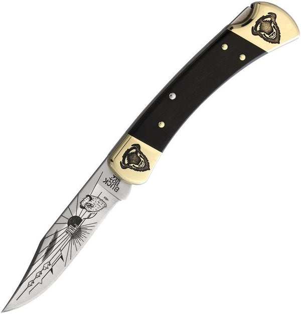 Yellowhorse Custom Buck 110 Lockback Buffalo Artwork Clip Point 420HC - Knives.mx