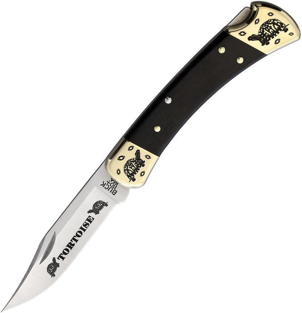 Yellowhorse Custom Buck 110 Lockback Ebony Wood Tortoise Artwork Clip Point 420HC - Knives.mx