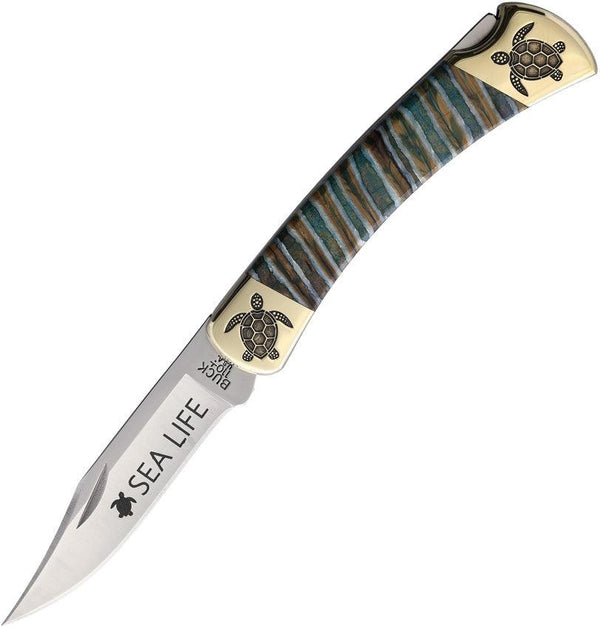 Yellowhorse Custom Buck 110 Lockback Mammoth Tortoise Artwork Clip Point 420HC - Knives.mx