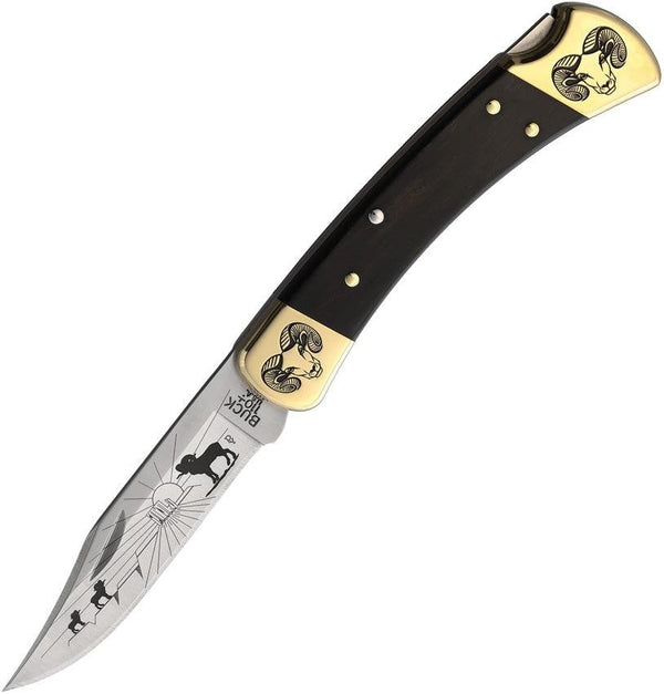 Yellowhorse Custom Buck 110 Lockback Ram Artwork Clip Point 420HC - Knives.mx