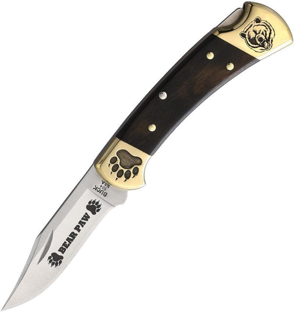 Yellowhorse Custom Buck 112 Lockback Bear Paw Artwork Clip Point 420HC - Knives.mx