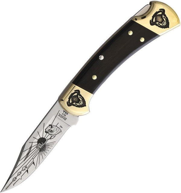 Yellowhorse Custom Buck 112 Lockback Buffalo Artwork Clip Point 420HC - Knives.mx