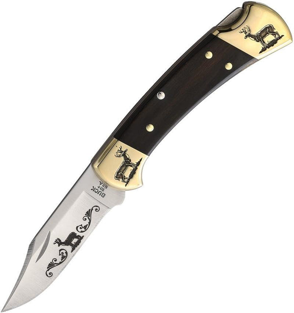 Yellowhorse Custom Buck 112 Lockback Deer Artwork Clip Point 420HC - Knives.mx