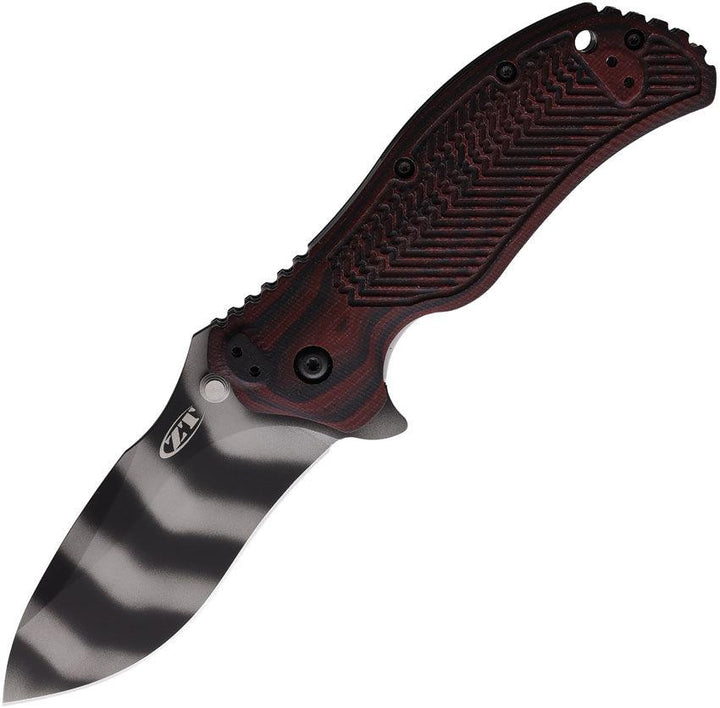 Zero Tolerance Linerlock A/O Black Cherry Sculpted G10 Tiger Stripe Camo DLC CPM S30V - Knives.mx