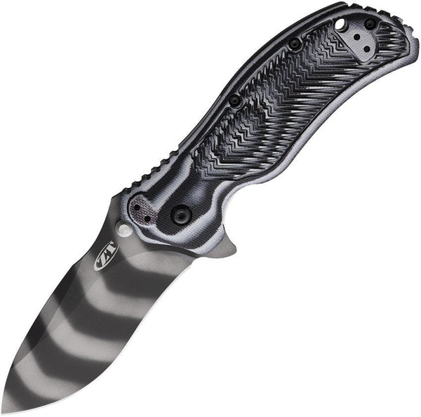 Zero Tolerance Linerlock A/O Black Gray Sculpted G10 Tiger Stripe Camo DLC CPM S30V - Knives.mx